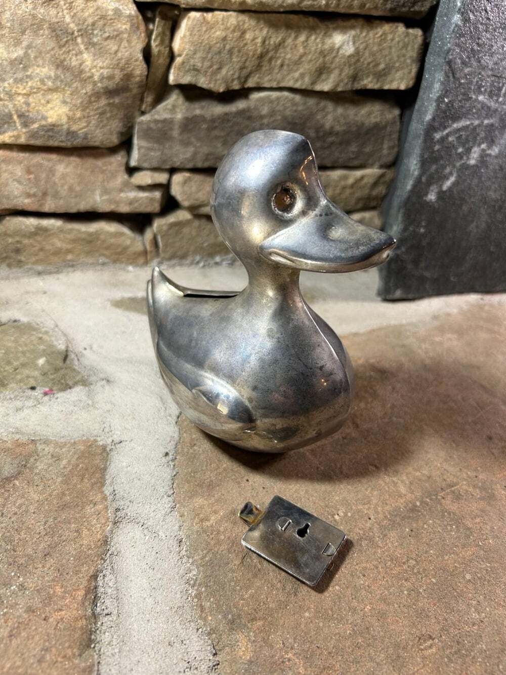 Vintage metal Leonard Duck Coin bank